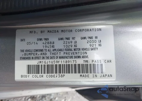 2015 Mazda Mazda6 I Sport from USA, damaged, VIN JM1GJ1U59F1189175